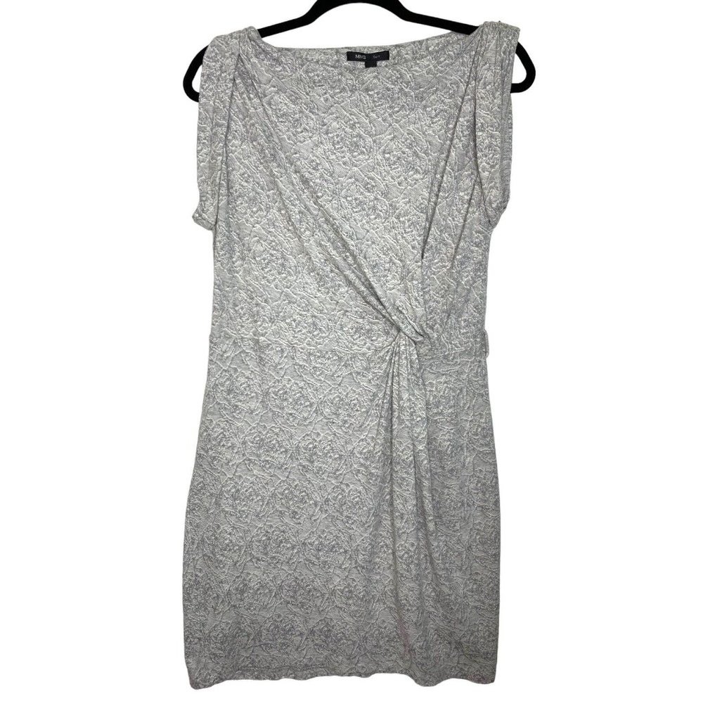 MNG Suit Gray Knit Dress Size Medium Y2K Classic Twist Front with Lining